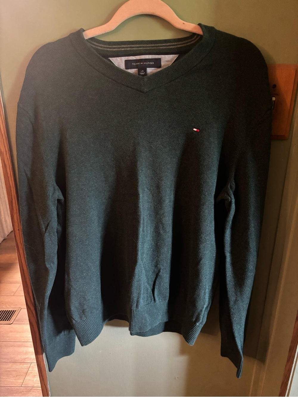 Tommy Hilfiger Men's Dark Green V-Neck Sweater